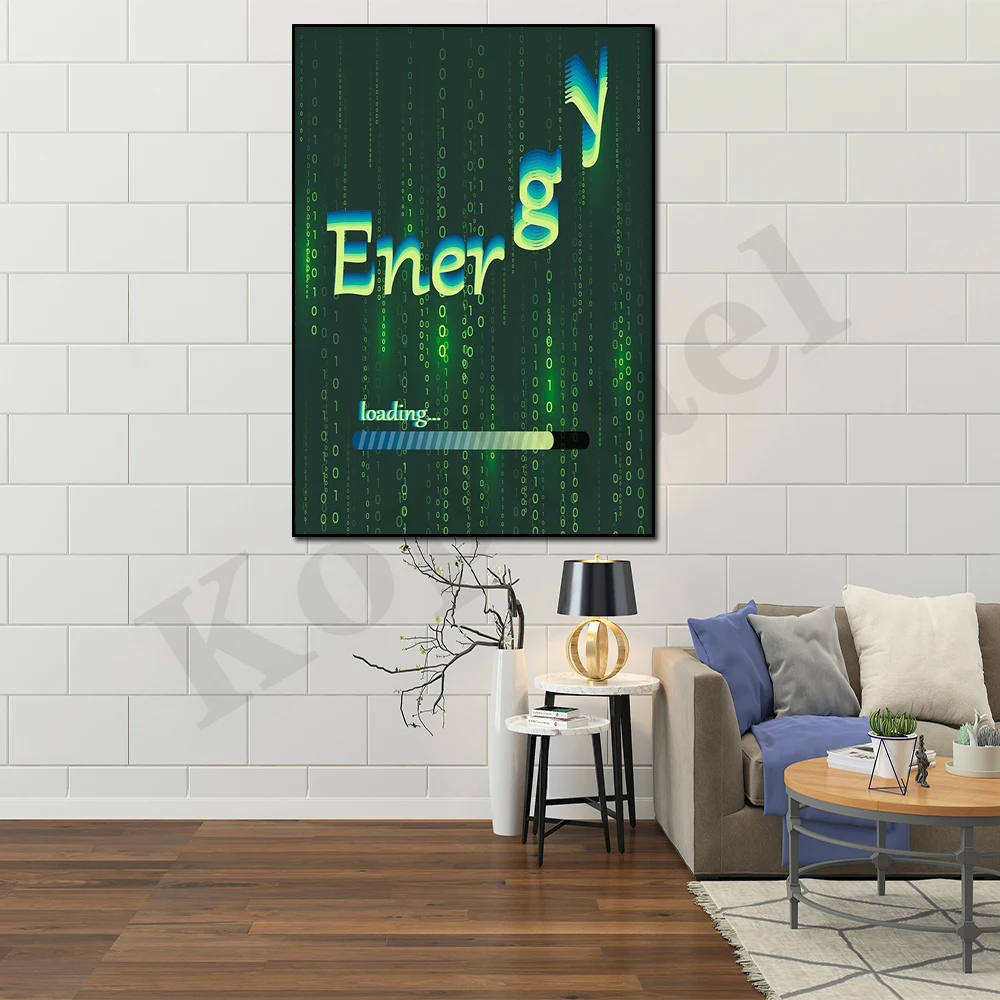 Abstract Matrix Quantum Energy Loaded Gradient Digital Psychedelic Wall Art Decor Canvas Painting