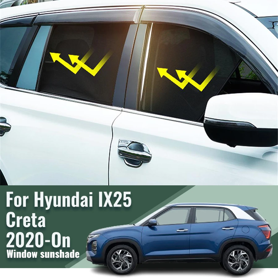 

For Hyundai Creta IX25 SU2 2020 2021 2022 2023 Magnetic Car Sunshade Front Windshield Mesh Curtain Rear Side Window Sun Shade