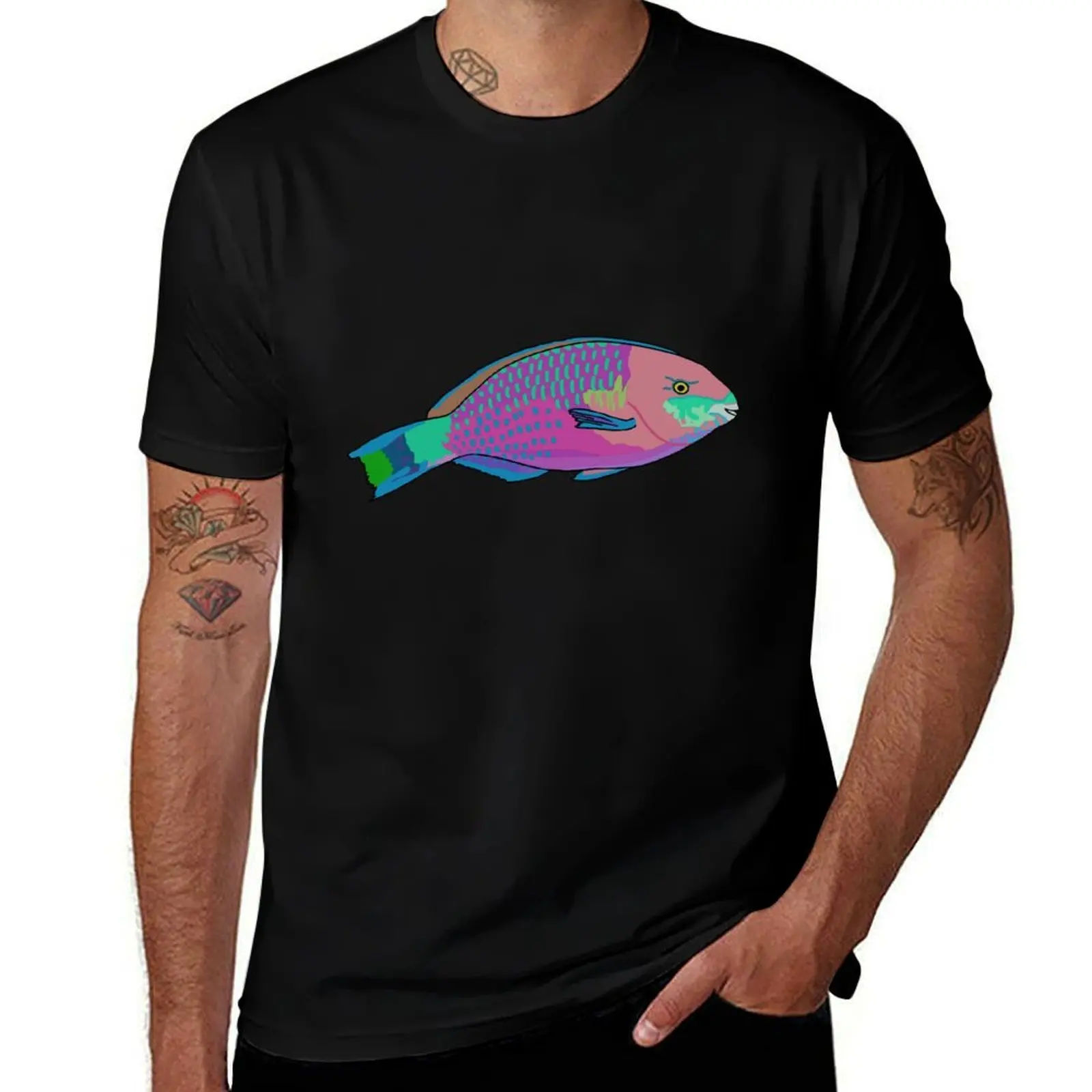 Parrot Fish T-Shirt Minimalist Graphic Tee Shirt