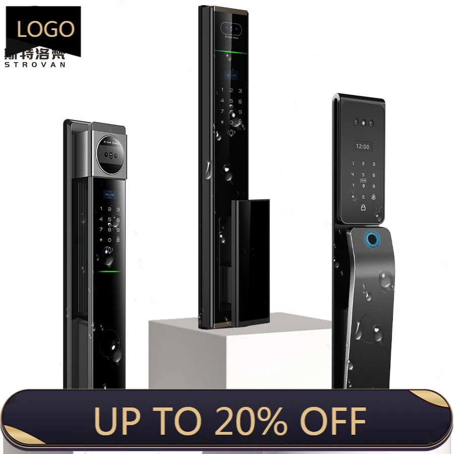 

STLF Outdoor Waterproof Biometric 3d Face Recognition Fingerprint Tuya Wifi Card Digital Lock Video Intercom Smart Door Lock