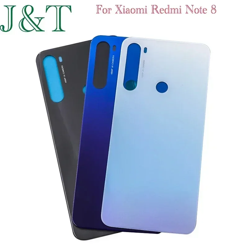 For Xiaomi Redmi Note 8 Back Battery Cover Rear Housing Door Glass Panel Case Replacement Parts with camera lens+With Logo