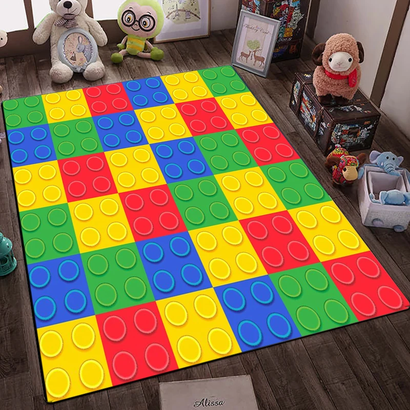 3D Colorful Geometric Block Non-slip Large Area Rug Carpets Home Living Room Kids Bedroom Sofa Doormat Decor Children Floor Mats