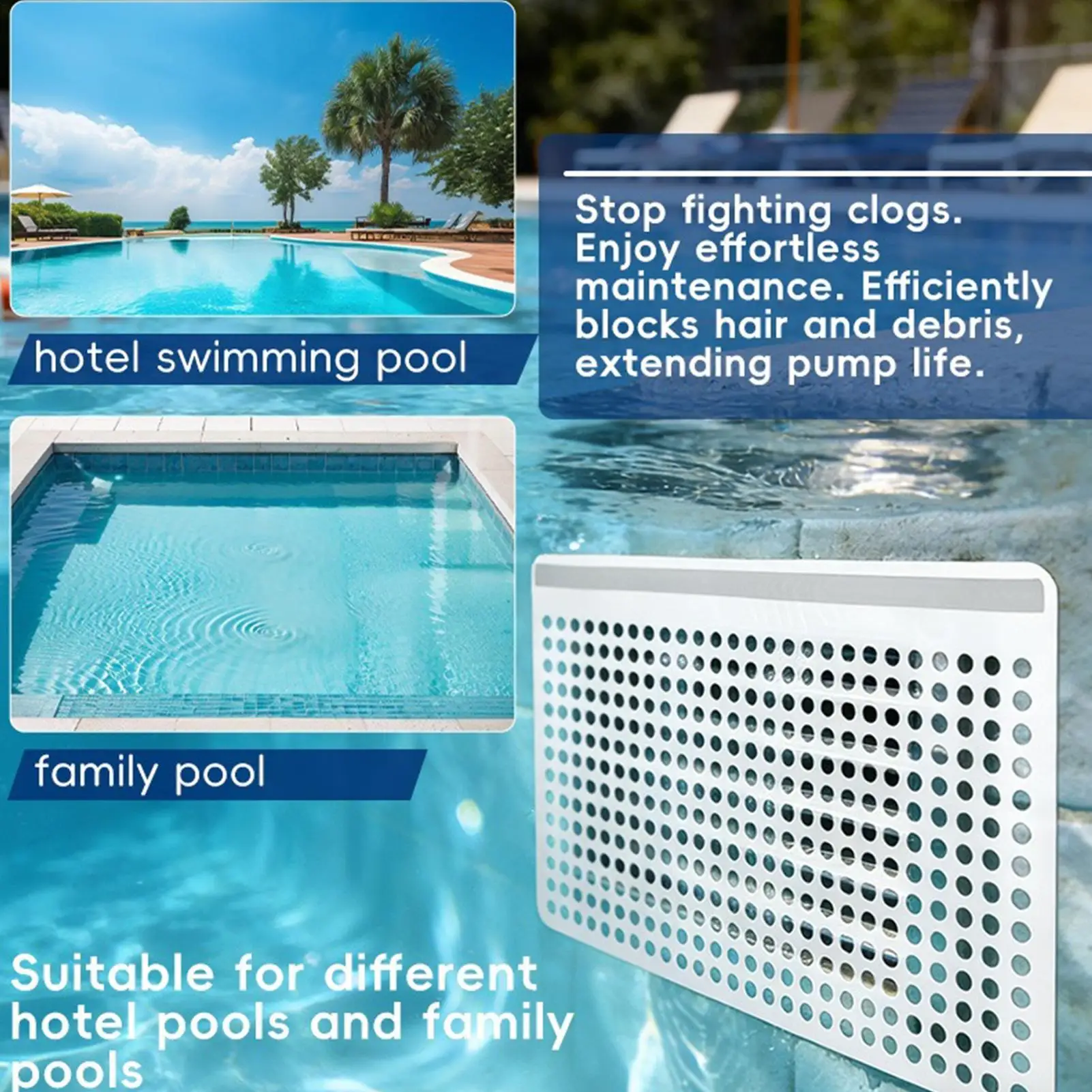 Pool Skimmer Screen Prevent Clogging Easy Installation Removable Rustproof Pool Skimmer Screen Guard For Home Gym Park Hotel