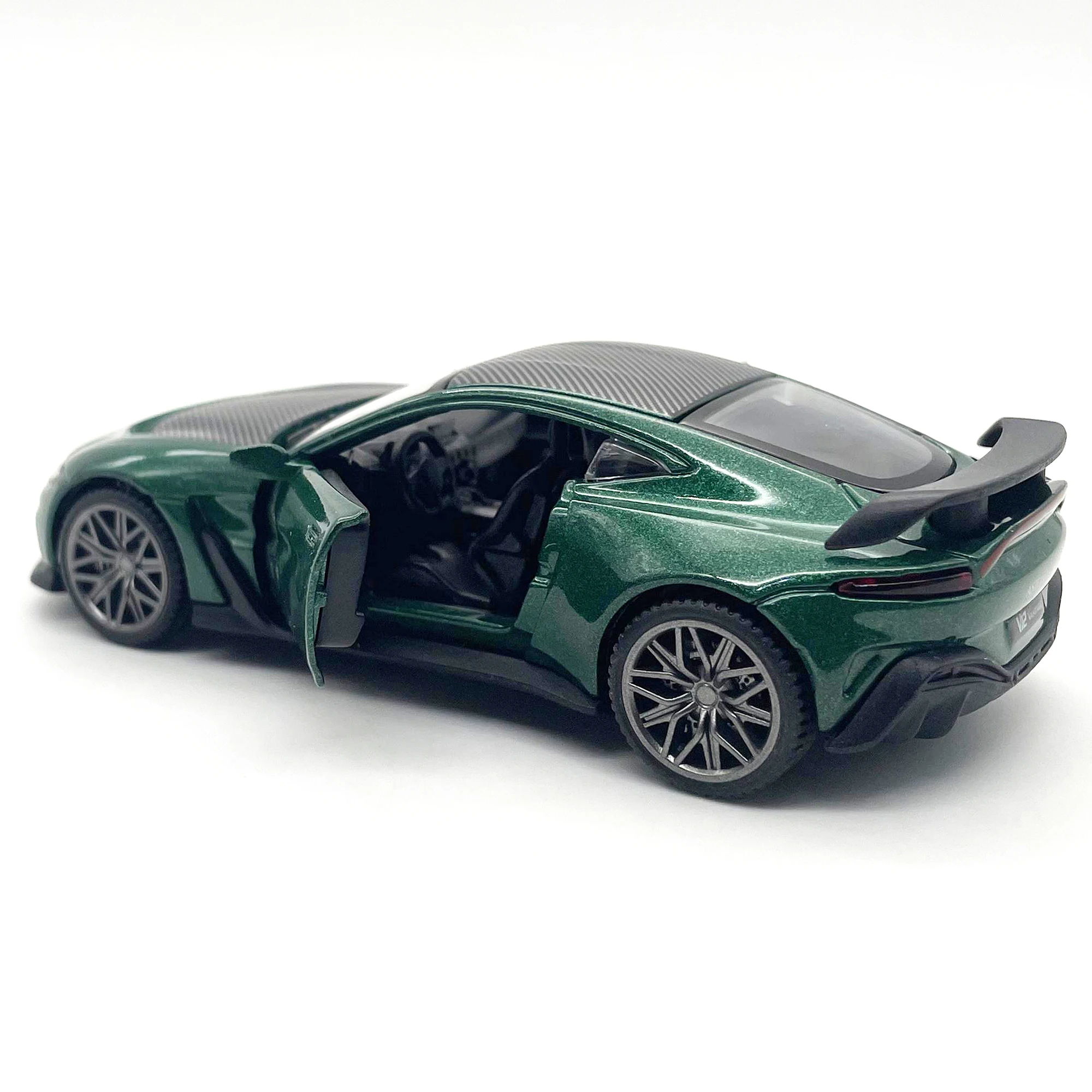 1:43 scale Aston Martin (V12) alloy car model creative collection ornaments toys, pull back to open the car door