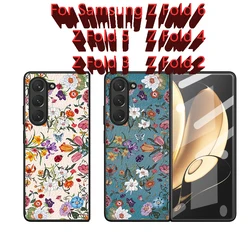 Case For Samsung Galaxy Z Fold 6 5 4 3 2 Creative Retro Small Floral PU Leather Shockproof Hard Mobile Phone Case Cover