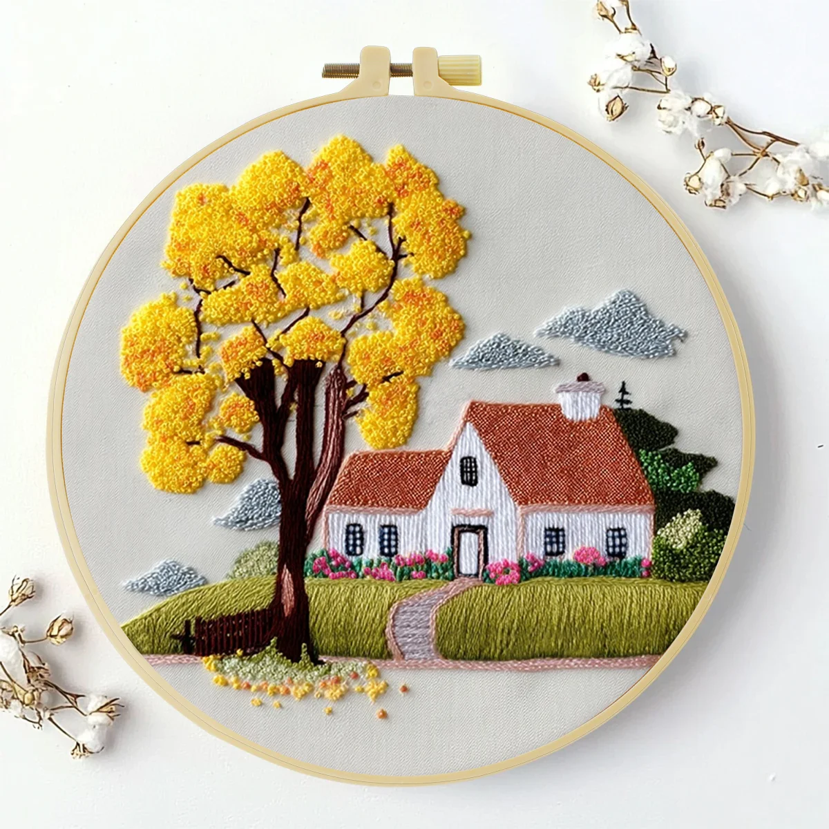 1 Stück 20X20CM/15X15CM 7,87/6,3 Zoll Baum-Stickerei-Starter-Kit DIY-Kit DIY-Stickerei-Set Handarbeiten Malerei Nähen Kunst – Detail 3