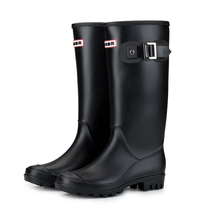 

2025 Fashion waterproof rain boots women adult high rain boots buckle Korean long tube water shoes snow boots motorcycle boot