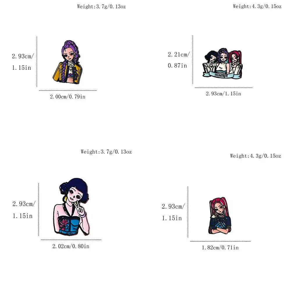 4 قطعة KPop شيطان الصيادين المينا بروش شارة HUNTR/X سبيكة ظهره ملحق رومي ميرا زوي تصميم مجوهرات هدية للأطفال