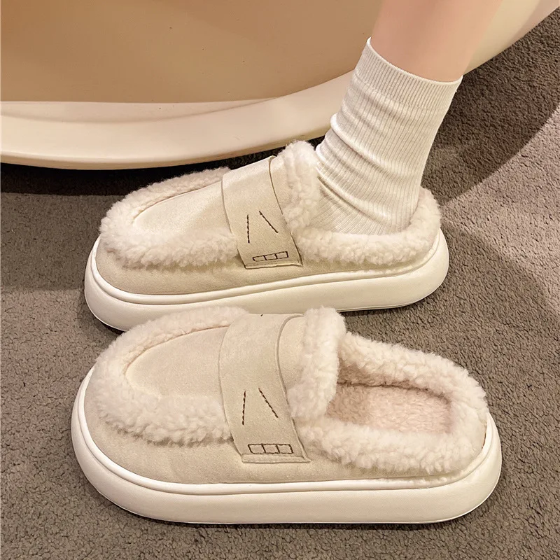 

Winter Women's Fluffy Slippers Fuzzy Fur Luxury Designer Indoor Shoes Flat Plush Elegant Fashion Home Footwear with Soft Sole