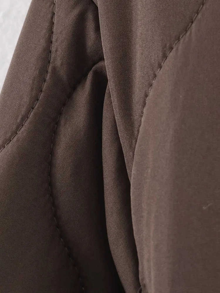 

HH Woman Winter Round Neck Zipper Long Sleeves Wear A Belt Cotton Short Jacket Female Leisure Keep Warm Loose Street Style Coat