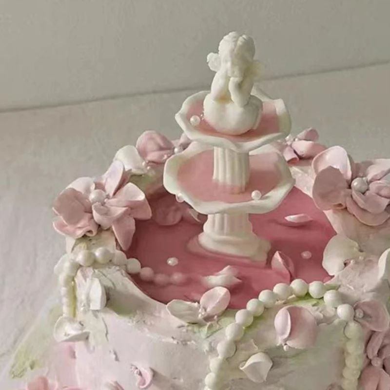 Силиконовая форма для украшения торта на день рождения ng Pool Little Angel, винтажная водная колонна, фонтан, кухонные инструменты для выпечки