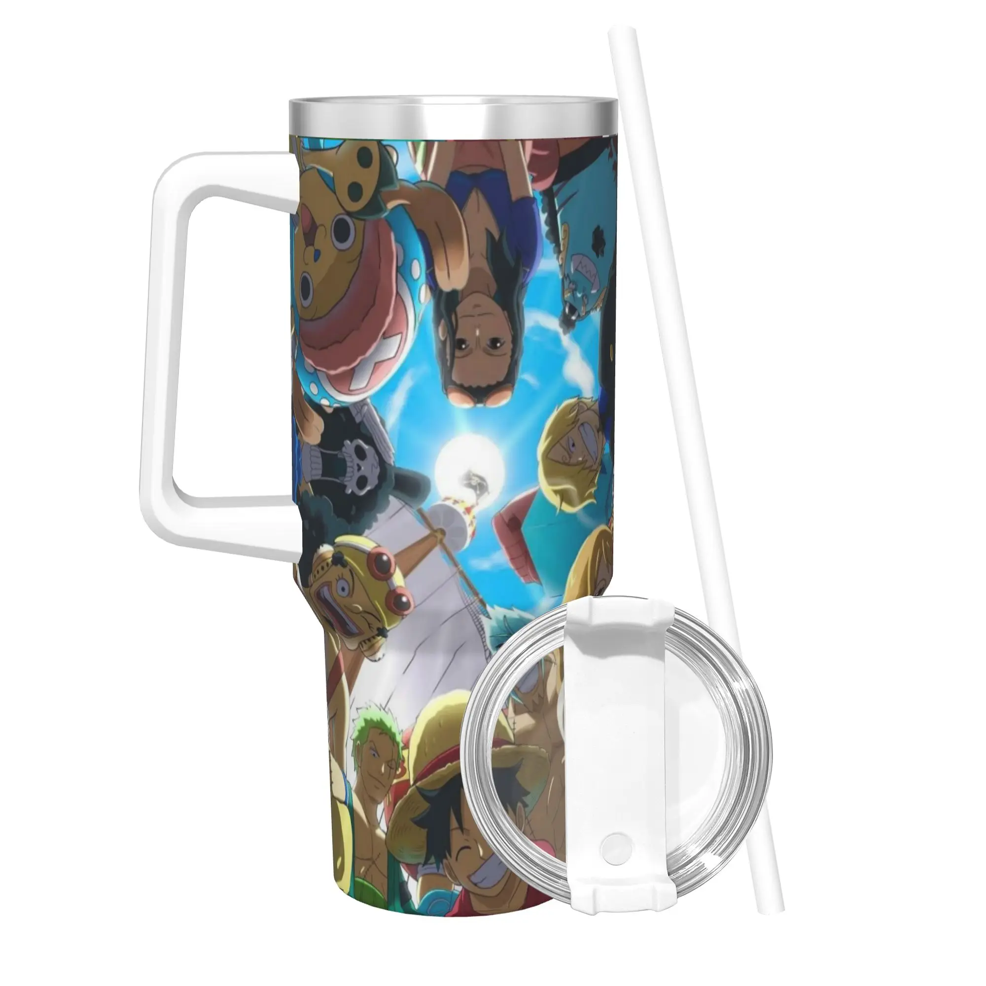 

Изолированный стакан Luffy с соломинкой, вакуумные кофейные кружки, чашка для бутылок для путешествий на открытом воздухе, 40 унций