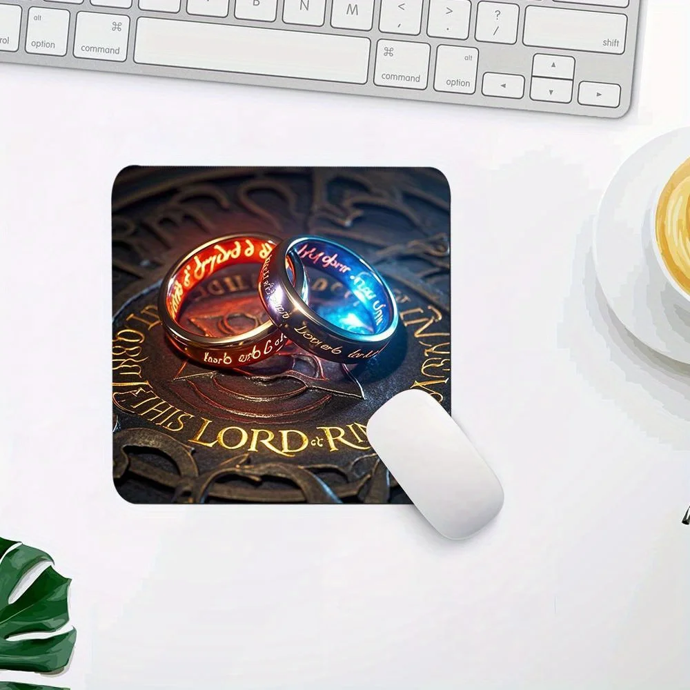 Ring Design Pattern Square Small Mouse Pad Anti-Slip Rubber Base Portable Office Desk Pads Computer Notebook PC Accessories