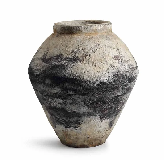 Wabi Sand Wind Floor Vase B & B Hotel Courtyard Potted Plants Nordic Rough Natural Resort Wind Coarse Ceramic Flower Tank