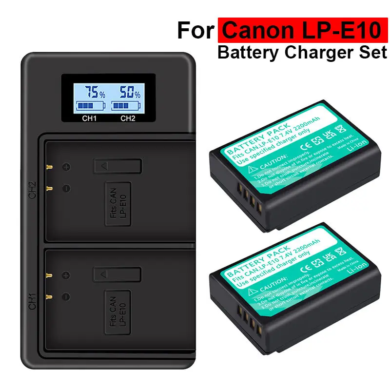 LP-E10 LP E10 LP E10 wiederaufladbare Akkus mit LCD USB Dual Ladegerät für Canon EOS 1100D 1200D 1300D 1500D 2000D 3000D EOS Hi Kiss X50 X70 X80 X90 Rebel T3 T5 T6 T7 T100 Kamera