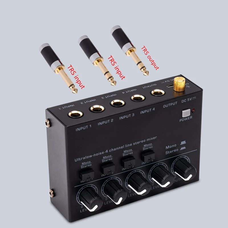 Mixer Mini Low Noise Sound Mixer Ultra Compact Professional Sound Mixer 4 Channel Mixer Stereo RCA Output