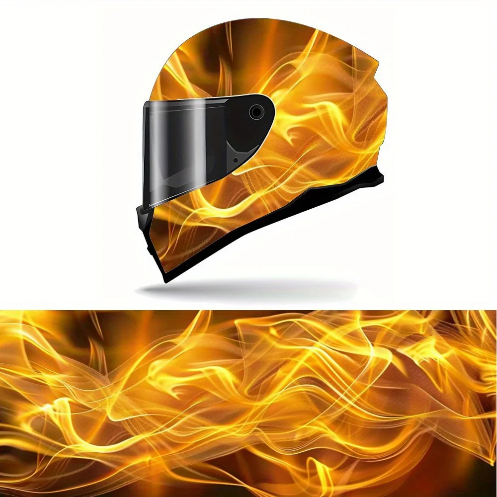 Full Face Dynamic Flame Pattern Helmet Stickers - Durable PVC, Motorcycle Racing Helmet Aesthetic Stickers, Helmet Accessories,