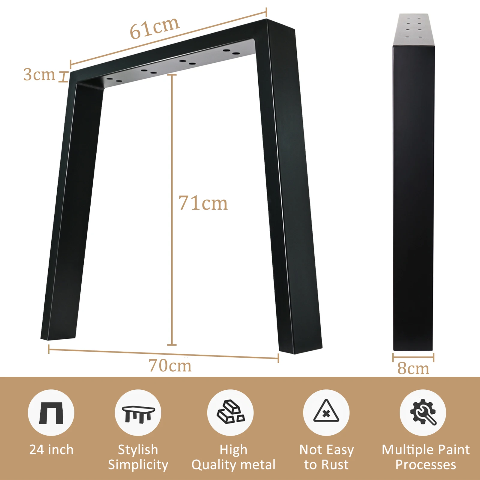 Tischbeine Metall 71cm, Tisch rahmen u Form, Tischbeine schwarz, Couch tischbeine, Tisch fuß für DIY Esstisch, Konferenz lasche