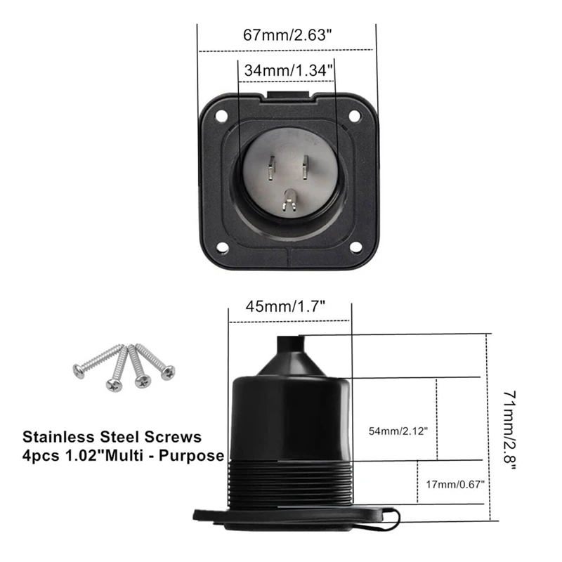 ABDJ-15 أمبير منفذ التوصيل، 5-15 125 فولت RV المخرج مع غطاء مقاوم للماء لسقيفة قارب RV سلك تمديد كهربائي
