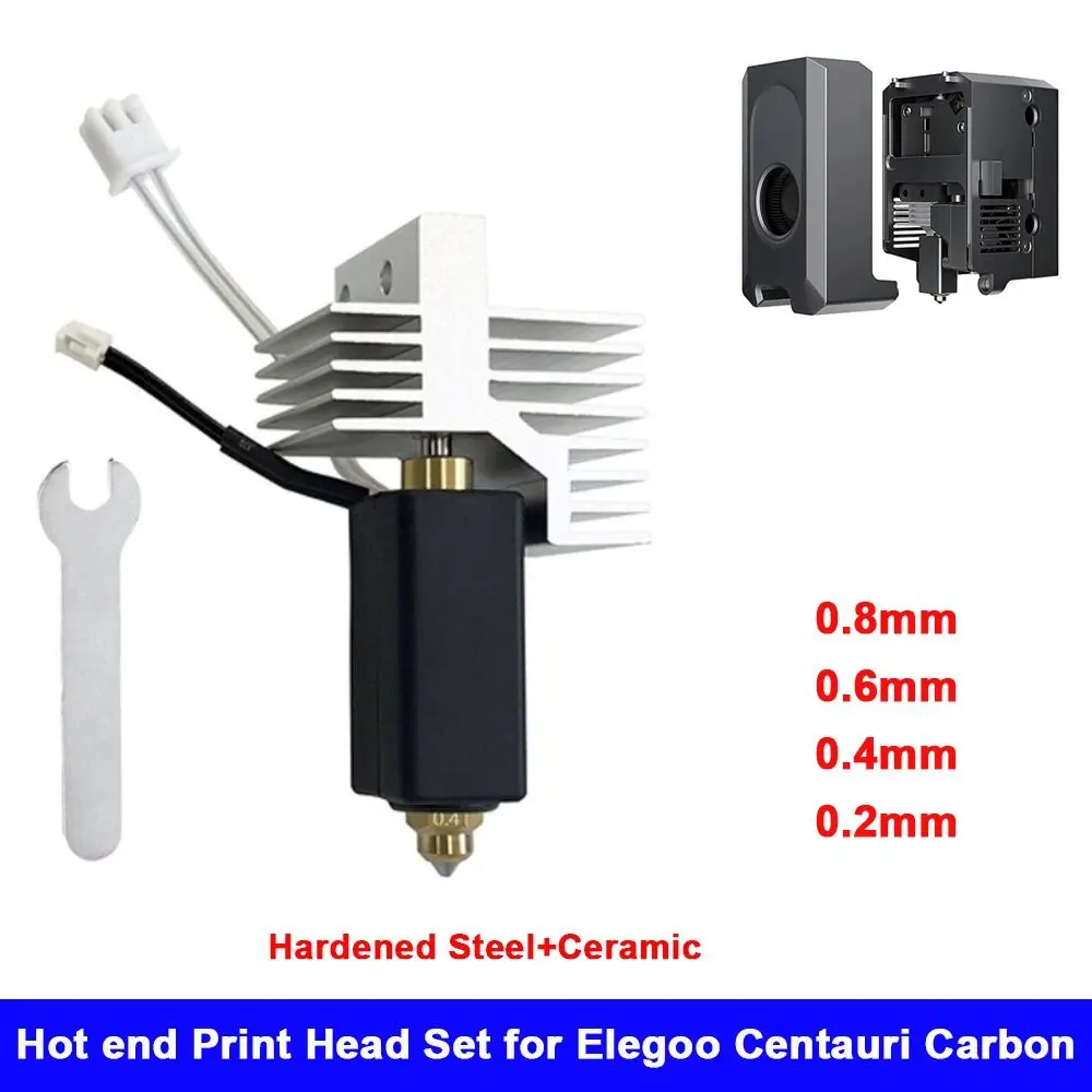 

0.2mm 0.4mm 0.6mm 0.8mm Hot End Print Head with A Wrench Ceramic Hotend Hardened Steel Nozzle for Elegoo Centauri Carbon