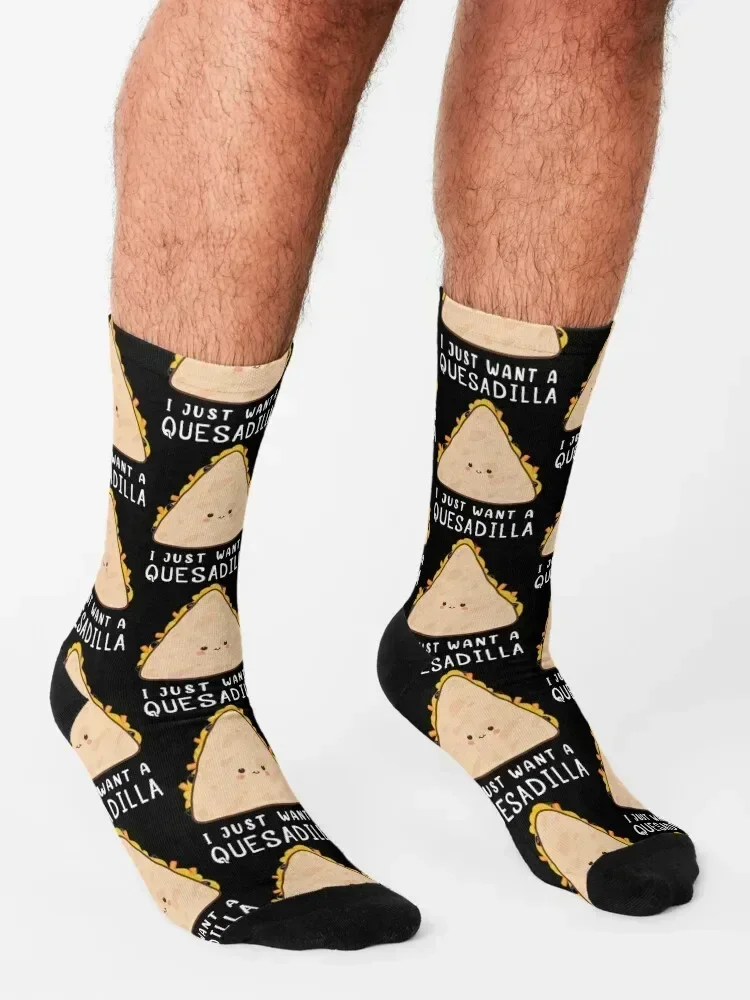 Funny Mexican Food Lover I Just Want A Quesadilla design Socks Stockings tennis aesthetic ankle Socks Female Men's