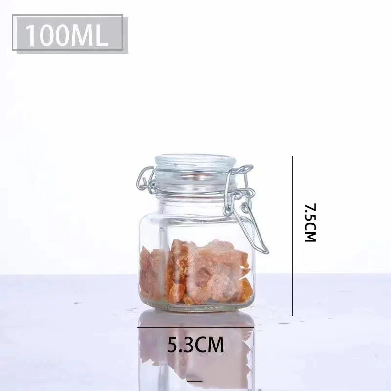 

100ml Glass Food Storsge Jars Transparent Glass Jar Airtight Lid Leak-Proof Kitchen Storage Bottles for Dry Goods