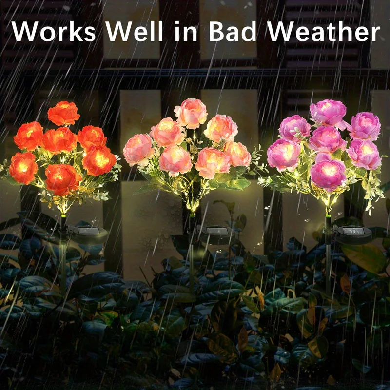 2Pcs Artificial Sunflower Solar Stake Light IP65 Waterproof Outdoor Lawn Path Yard Home Garden Landscape Decor Lamp