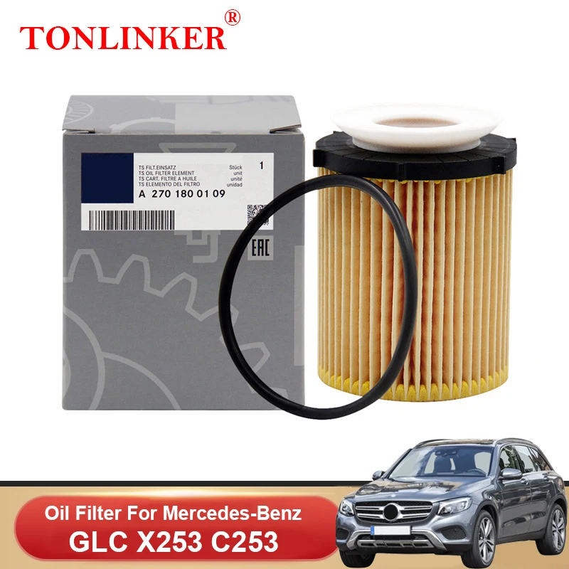 TONLINKER Oil Filter A2701800109 For Mercedes Benz GLC X253 C253 2015-2022 200 250 300 4MATIC 2.0L Car Accessories A2701840225