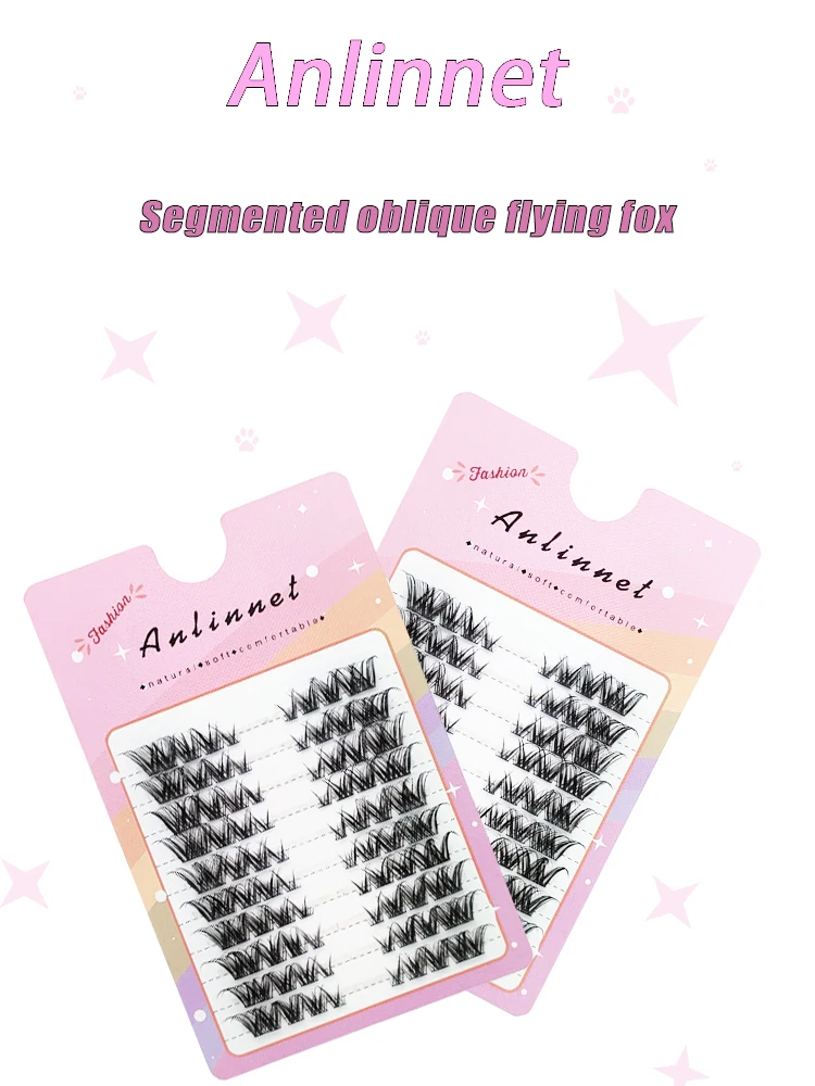 Mischen Sie 3d flauschige einzelne Cluster Wimpern verlängerung segmentierte natürliche Nerz Fuchs Augen effekt Make-up Wimpern einzelne falsche Wimpern – Detail 1