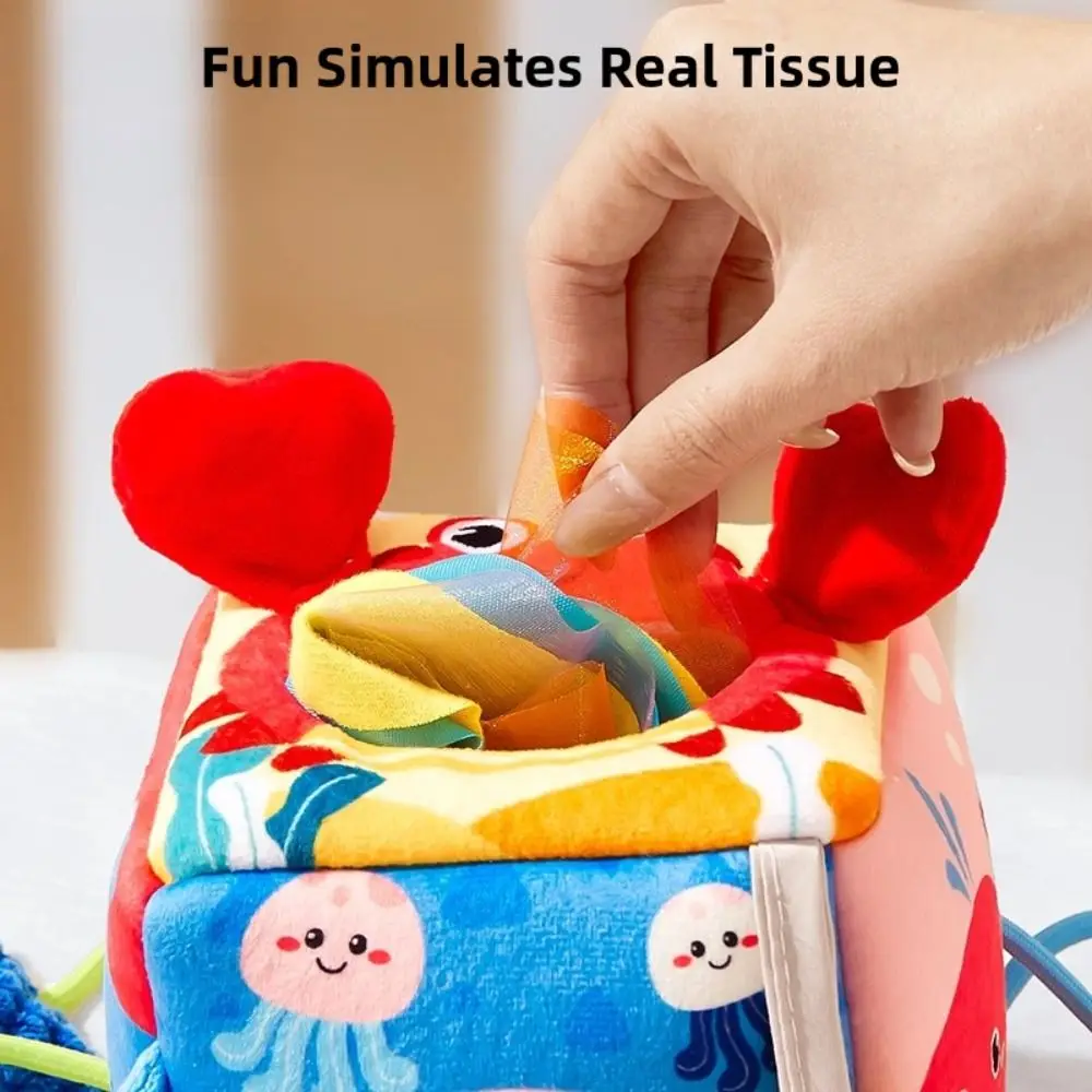 Kreative Baby Tier Rasseln Weiche Krabben-förmigen Plüsch Sensorischen Spielzeug Angenehm Zu Berühren Beißring Baby Pull String Spielzeug