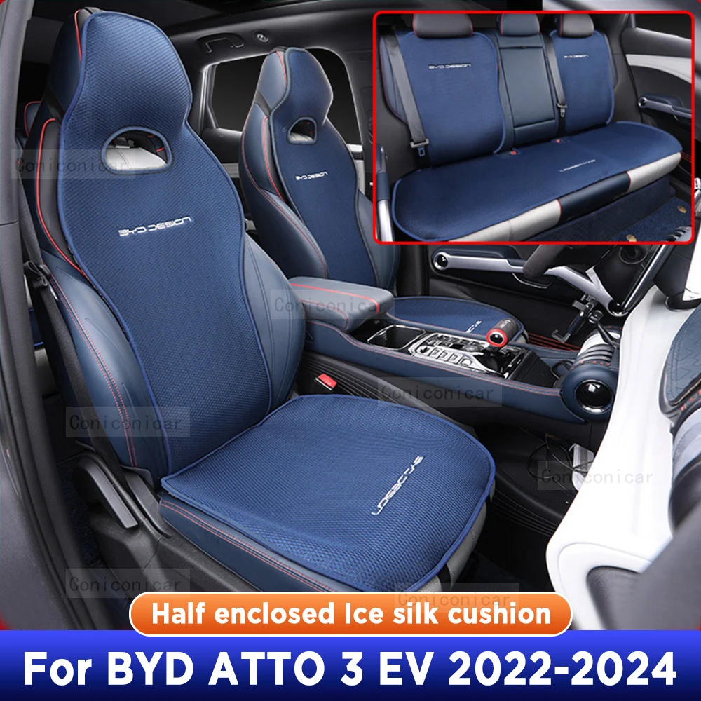 For BYD ATTO 3 EV YUAN PLUS 2022-2024 Four Seasons Car Seat Cover Breathable Ice Silk Seat Cushion Protector Pad Fit Most Cars