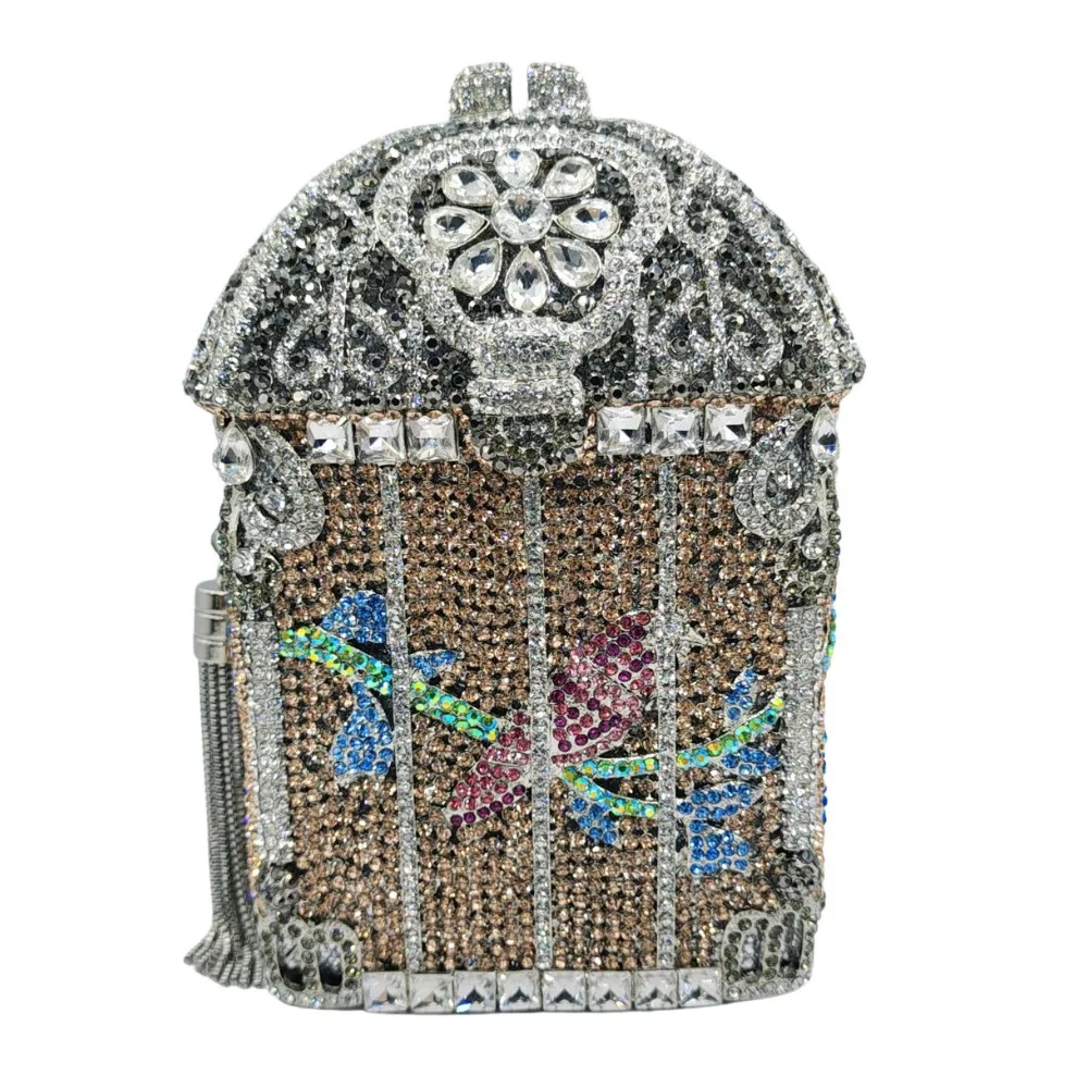 

Birdcage Gilded Birdcage Diamond Dinner Bag Luxury Rhinestone Clutch Banquet Female Clutch Rhinestone Purse Bolsos De Lujo Mujer