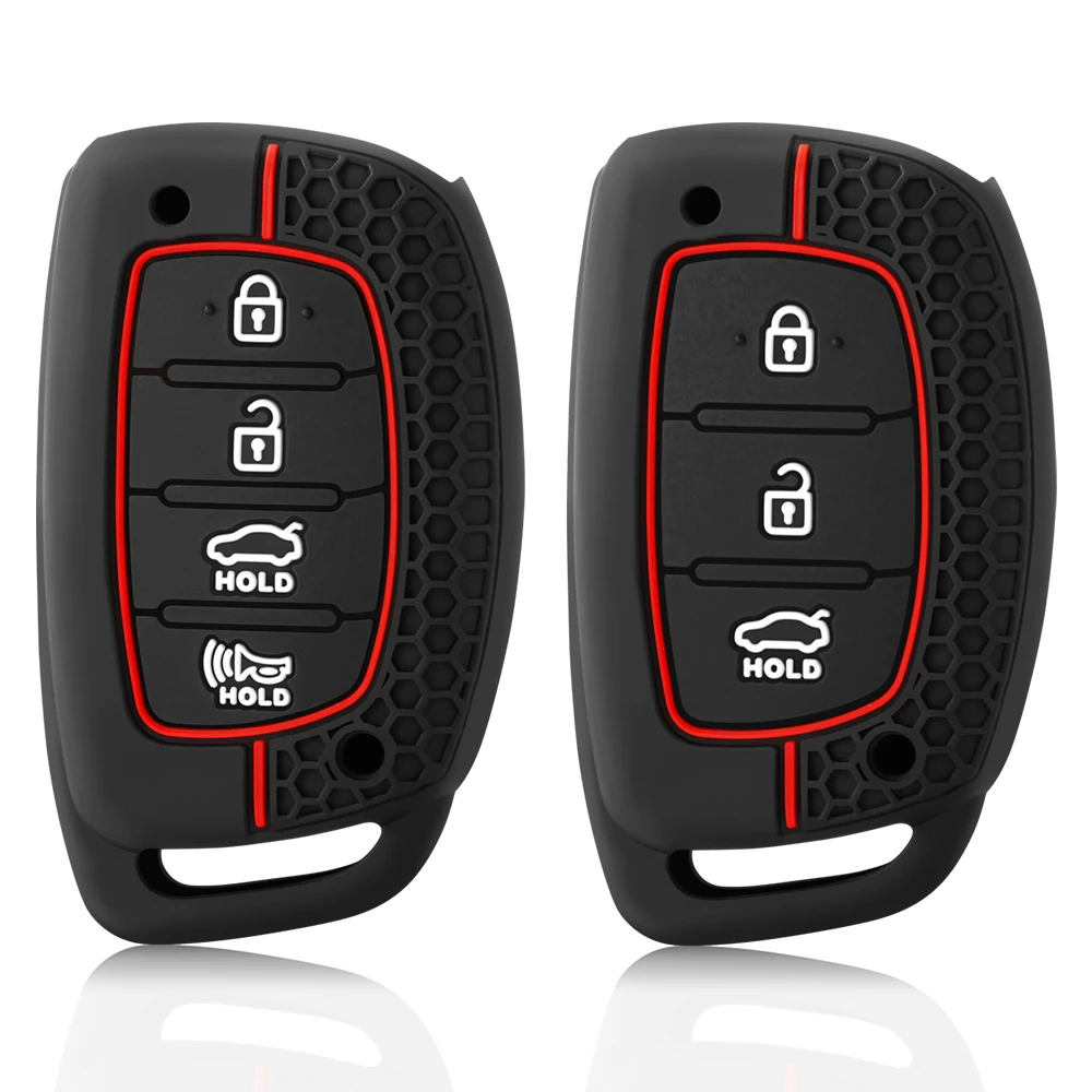 3/4 Button Silicone Car Key Case For Hyundai Solaris Verna Elantra Santa Fe I10 I20 I30 I35 I40 IX35 IX45 Creta Tucson Accent