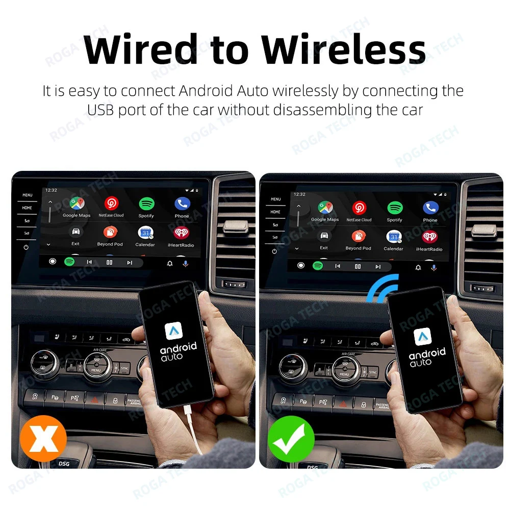 New Upgraded 6.0 Wired to Wireless Android Auto Adapter for Wired Android Auto Car Smart Ai Box Bluetooth WiFi Auto Connect Maps