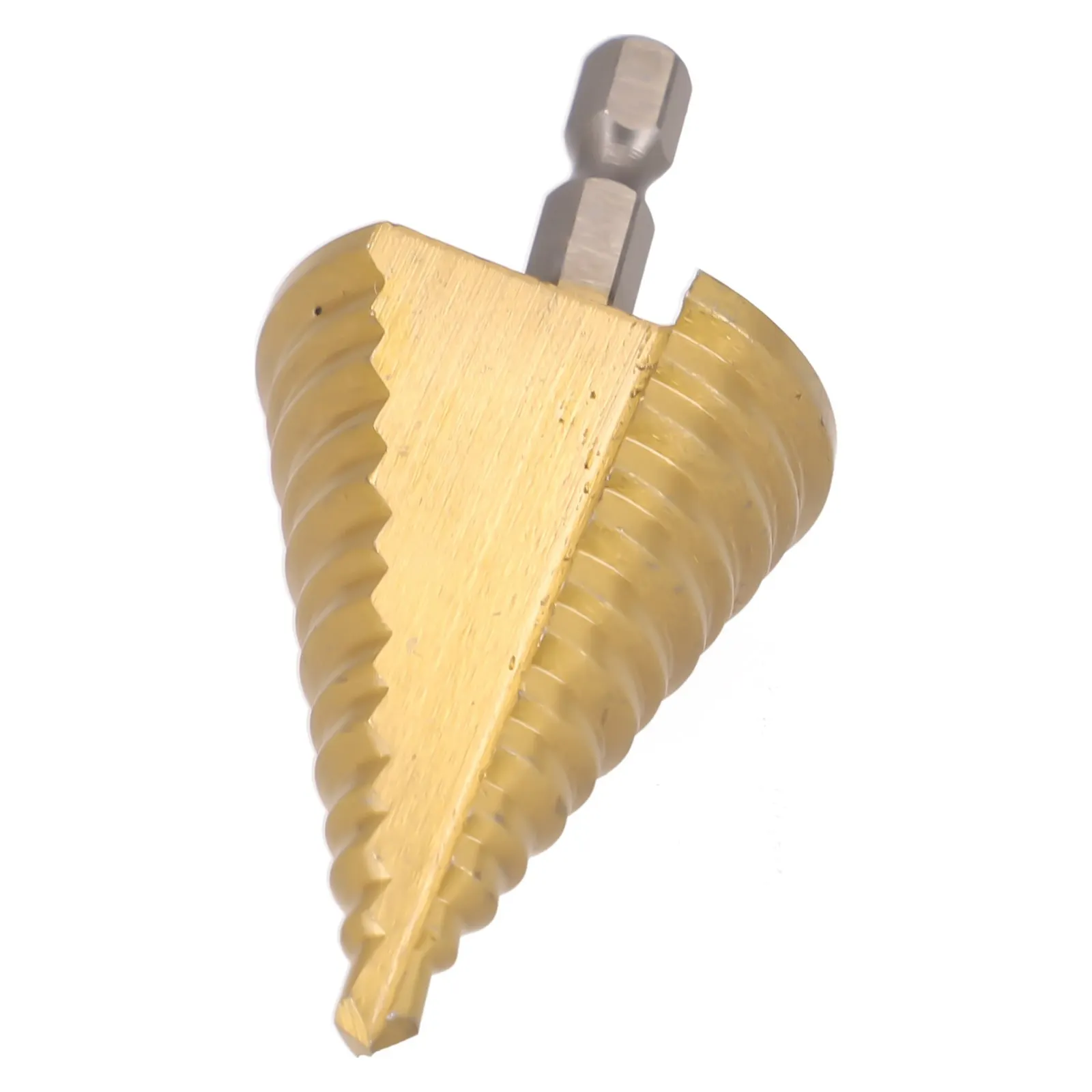 Spiral Grooved Drill Bit 5-35mm HSS Titanium Core Step Drill Tool 13 Steps Multiple Hole Cone Drill Bit Hex Handle Cut Hole Tool