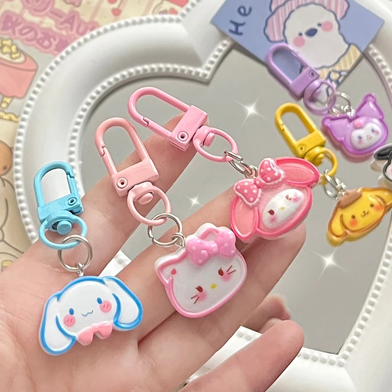 Cute Sanrio Keychain Hello Kitty Melody Sweet Kawaii Earphone Case Bag Pendant Pochacco Exquisite Keyring For Girl Gift Jewelry