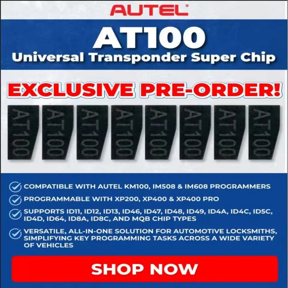 

10PCS AUTEL AT100 Universal Super Transponder Chip for Autel XP200 XP400 XP400PRO XP400 PRO Supports MQB48 MQB49 (5C) Cloning