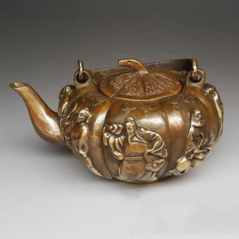 Wholesale Copperware Copper Pot Eight Immortals Pot Ornament Pumpkin Kettle Teapot Home Decoration Metal Craft