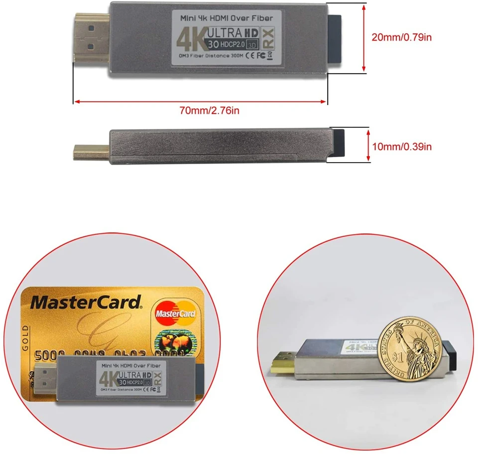 Imagem -06 - Mini 300m Hdmi sobre Conversor de Fibra Óptica sem Perda de Delay Transmissor de Extensor de Fibra Óptica Hdmi 1.4v sobre Om3 Cabo Multimodo 4k