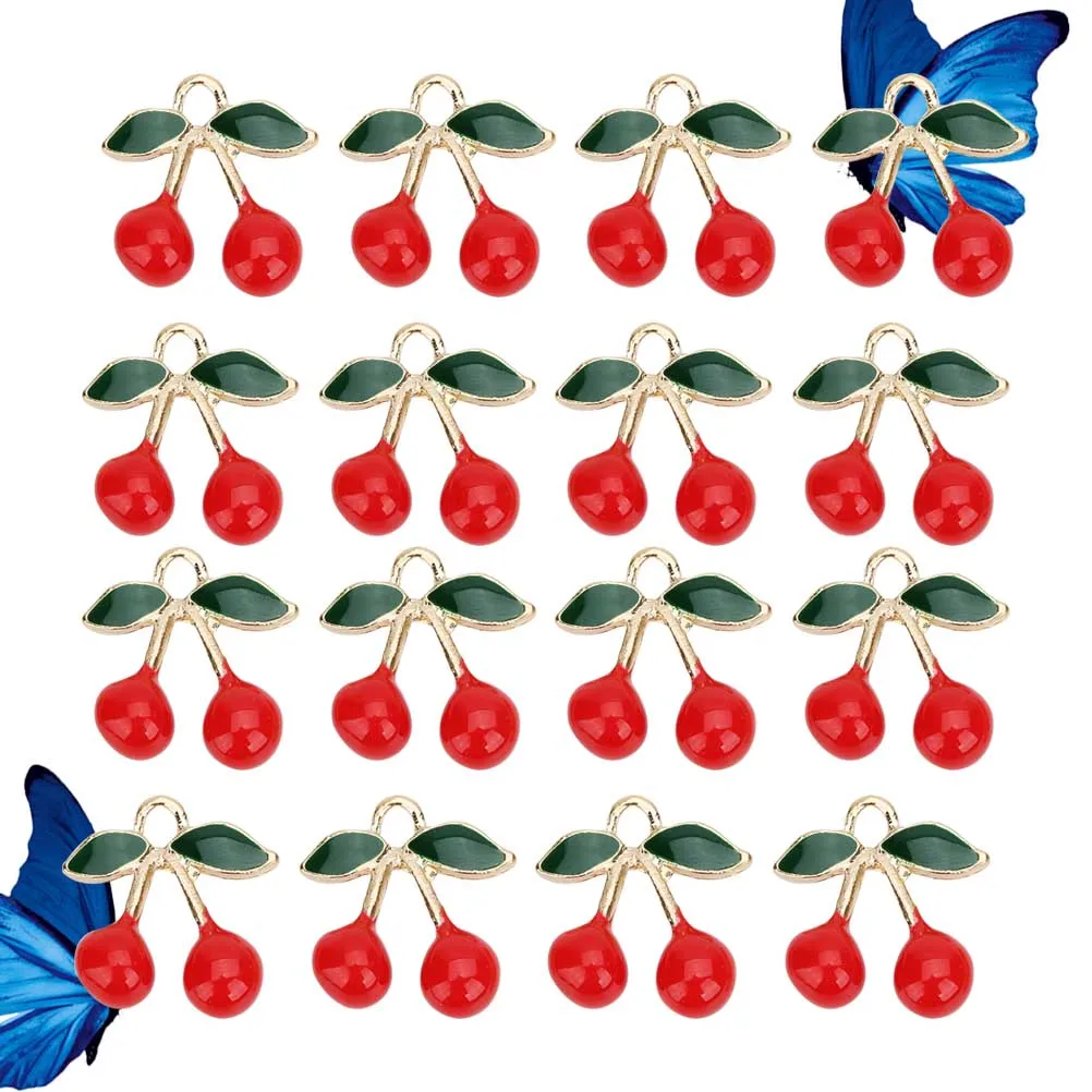 

20Pcs Cherry Pendant Charm Alloy Delicate DIY Jewelry Making Accessories Necklace Bracelet Keychain Decorative Charms