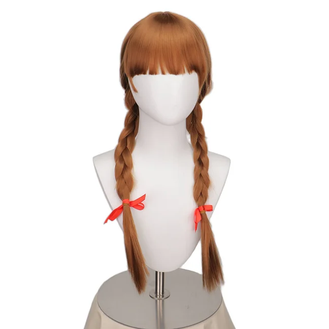 Puppe Annabelle Cosplay Perücke lange braune geflochtene hitzebeständige synthetische Haar Rollenspiel Perücken