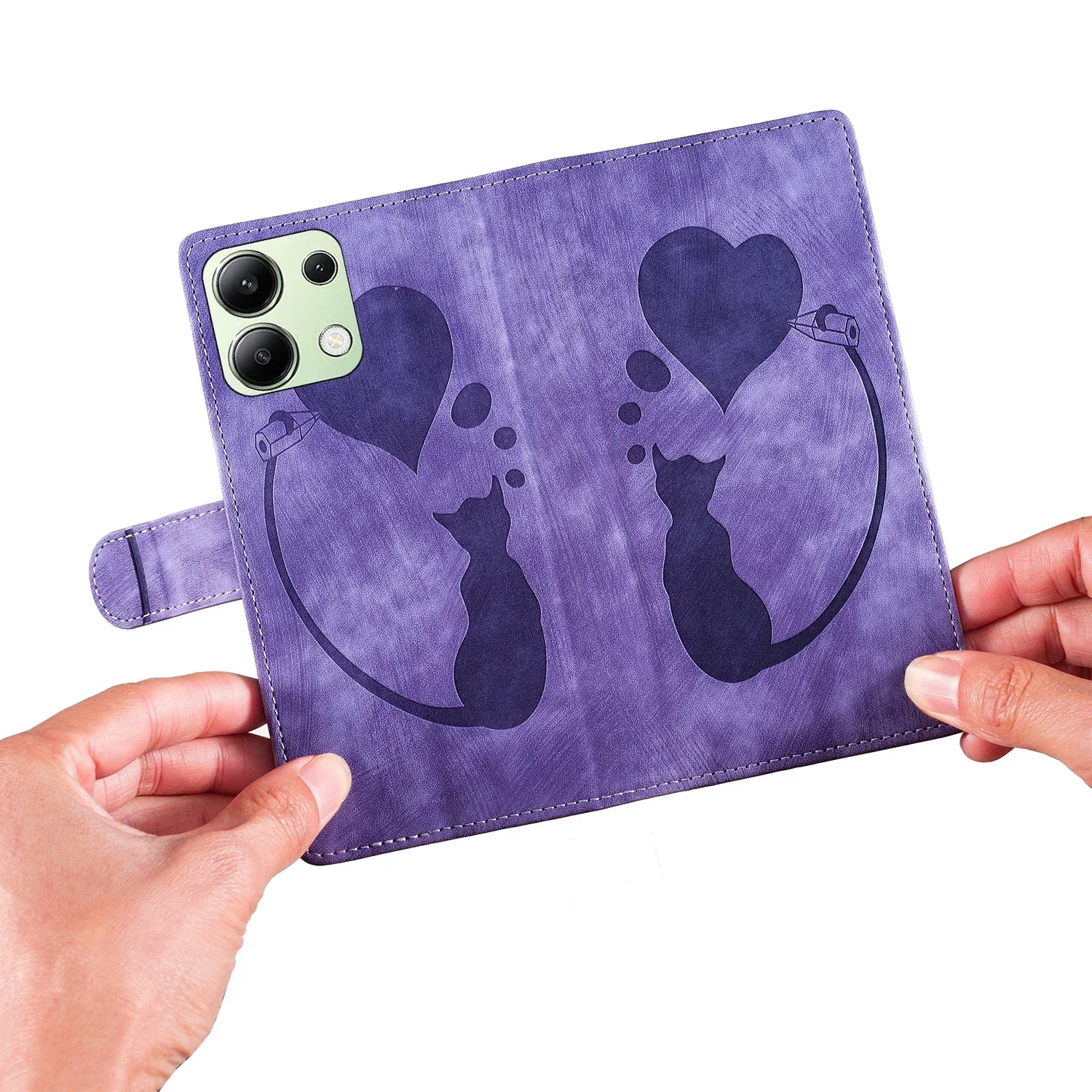 Etui na telefon Funda Redmi 15C Note 15 Flip do Xiaomi Redmi Note 15 Pro Plus 5G, urocze etui portfel ze skóry z motywem kota i motyla, tylna obudowa dla kobiet — zdjęcie produktu 2