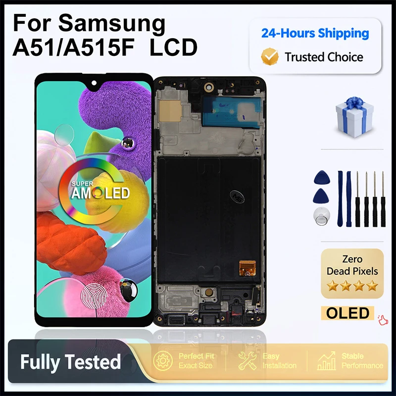 OLED Display For Samsung Galaxy A51 LCD Display Touch Screen Digitizer For Samsung A515 SM-A515F LCD Screen Assembly Replacement