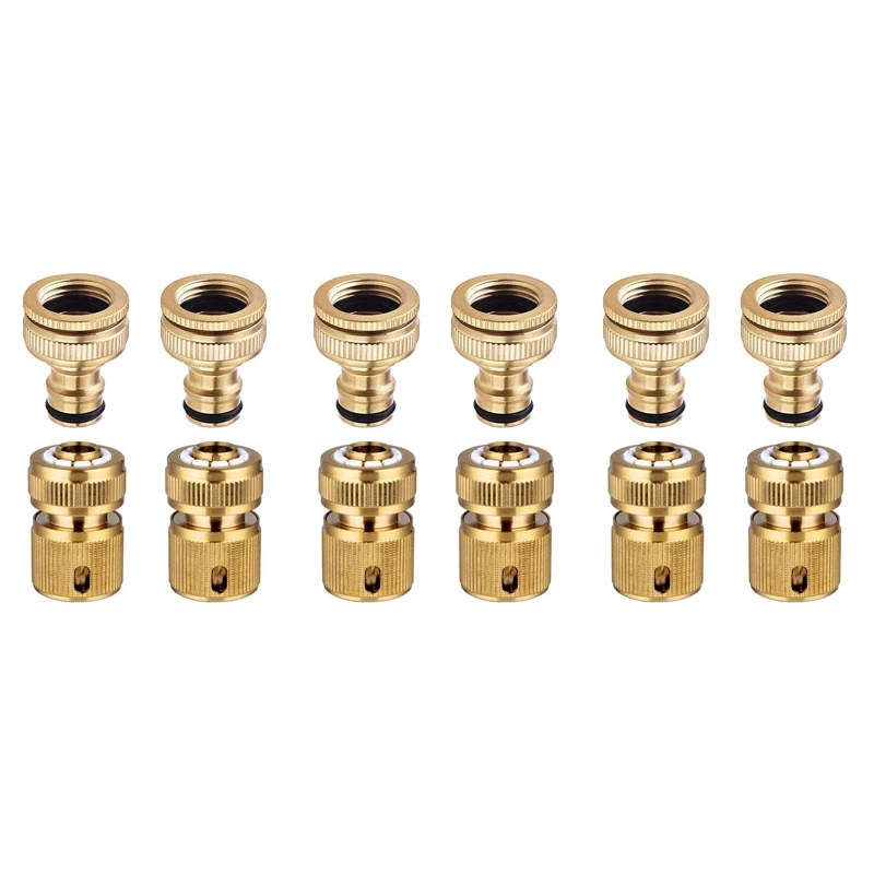 

12 Pieces Garden Hose Tap Connector 1/2 Inch And 3/4 Inch Size 2-In-1 And 1/2 Inch Hose Pipe Quick Connector