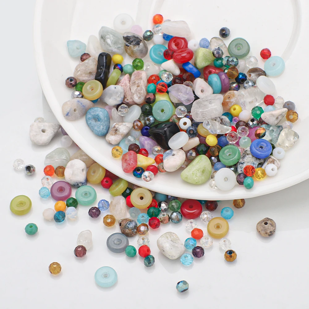 37 g Steine, gemischte flache Perlen, Abstandshalter, Kristallmaterial, unregelmäßige Freeform-Chip-Kiesform, Perle für DIY-Armband-Schmuckherstellung