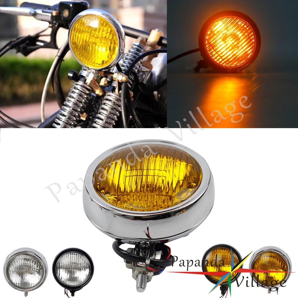 Vintage Amber Lens Motorcycle Aluminum 4.5