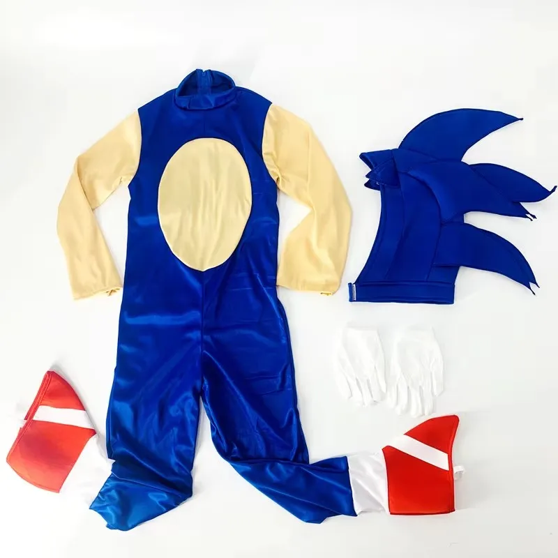 Anime Cartoon Jumpsuit Bodysuit Cosplay Disguise Hedgehog Cosplay Costume Anime Boys Girls White Gloves Halloween Gift