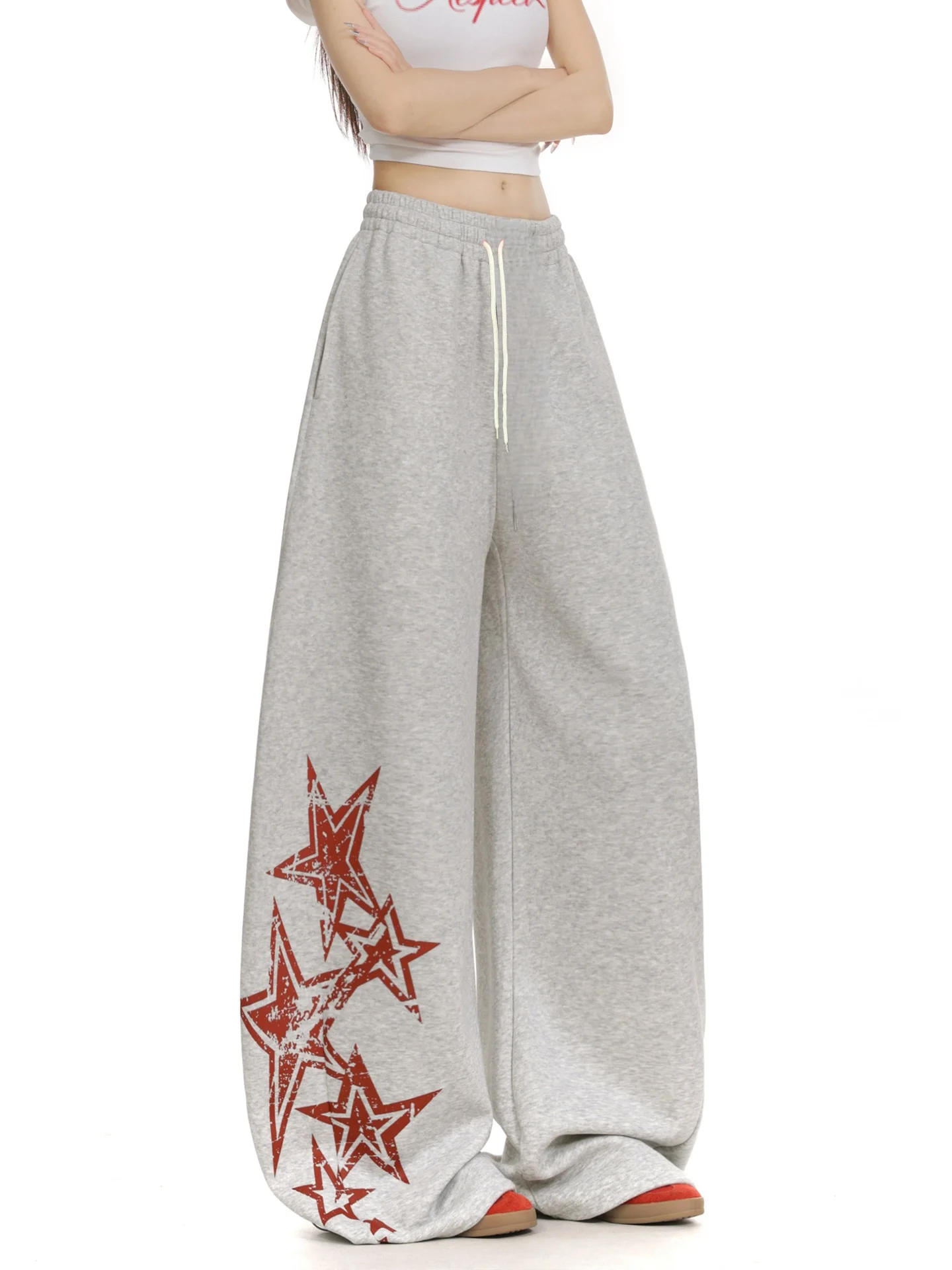 Men Women Straight Leg Quick Dry Trousers 3D Printed Vintage Yellow Star Pattern Loose Streetwear Elastic Waist Long Pants