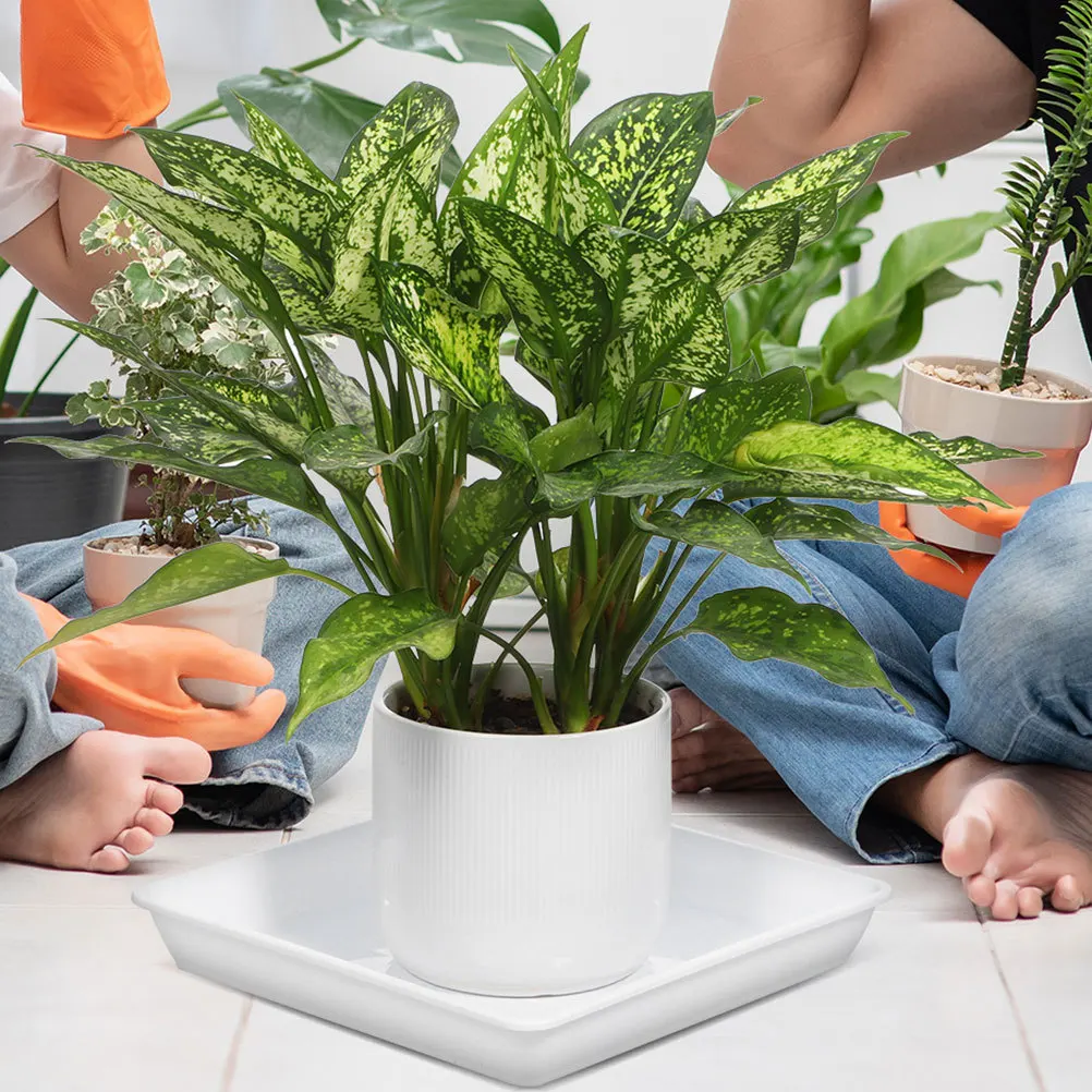 

2pcs Square Flower Pot Tray 11.79 Inch Plastic Plant Saucer For Outdoor Garden Water Collection Durable Planter Base White