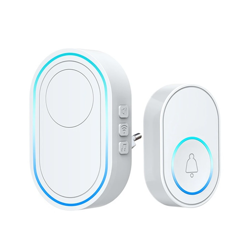 Intelligent Home Doorbell Waterproof Remote Smart Door- Chime EU Plug 1Receiver 1Button